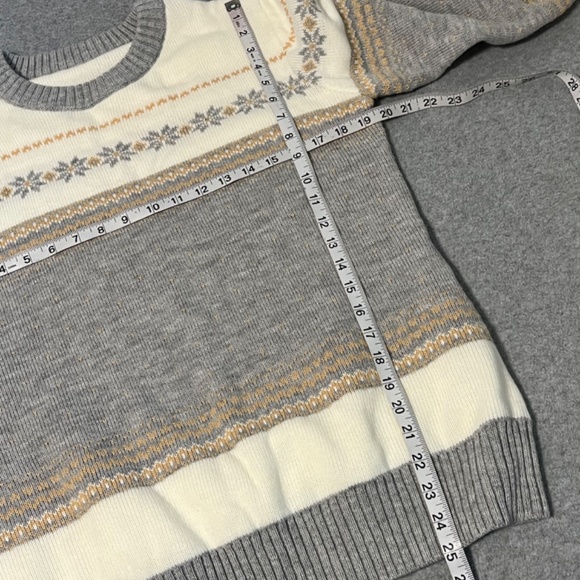 Fair Isle Ivory Gray Sweater Womens Large Academia Preppy Winter - Picture 4 of 10